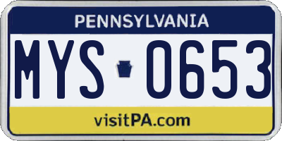 PA license plate MYS0653
