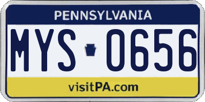 PA license plate MYS0656