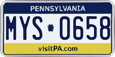 PA license plate MYS0658