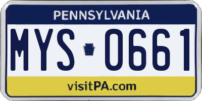 PA license plate MYS0661