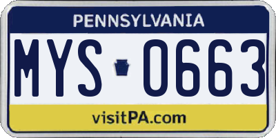 PA license plate MYS0663
