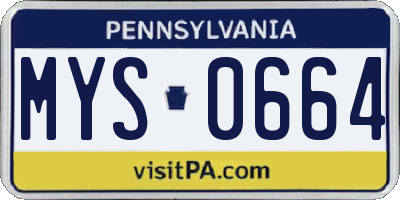 PA license plate MYS0664