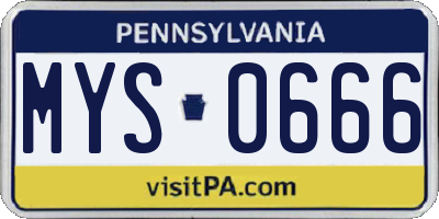 PA license plate MYS0666