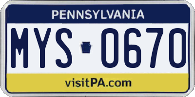 PA license plate MYS0670