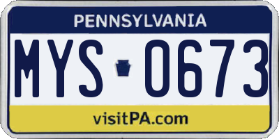 PA license plate MYS0673