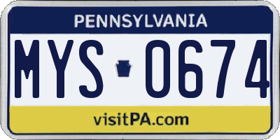 PA license plate MYS0674