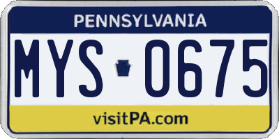 PA license plate MYS0675