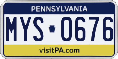 PA license plate MYS0676