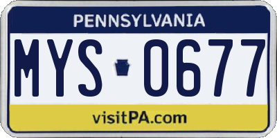 PA license plate MYS0677