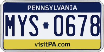 PA license plate MYS0678