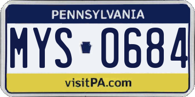 PA license plate MYS0684