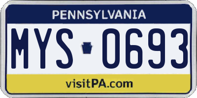 PA license plate MYS0693