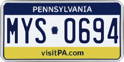 PA license plate MYS0694