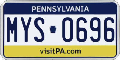 PA license plate MYS0696