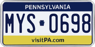 PA license plate MYS0698