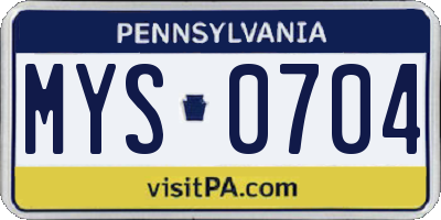 PA license plate MYS0704