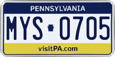 PA license plate MYS0705
