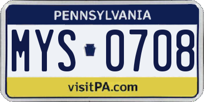 PA license plate MYS0708