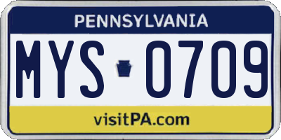 PA license plate MYS0709