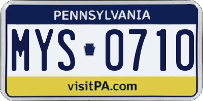 PA license plate MYS0710
