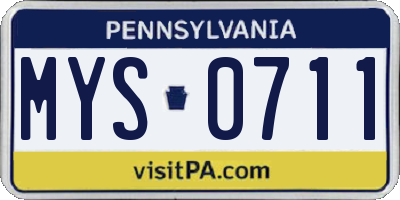 PA license plate MYS0711