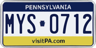 PA license plate MYS0712