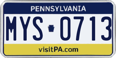 PA license plate MYS0713