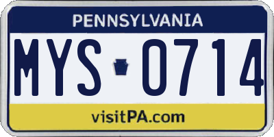 PA license plate MYS0714