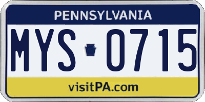 PA license plate MYS0715