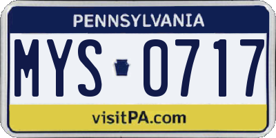 PA license plate MYS0717