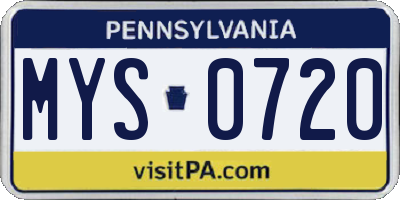 PA license plate MYS0720