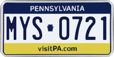 PA license plate MYS0721