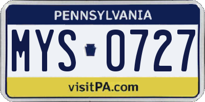 PA license plate MYS0727