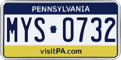 PA license plate MYS0732
