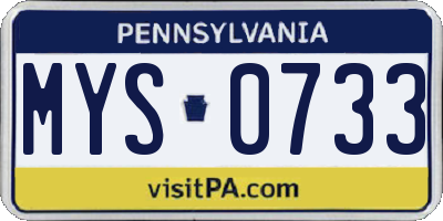 PA license plate MYS0733