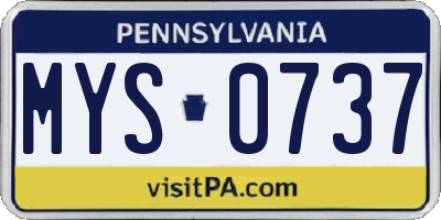PA license plate MYS0737