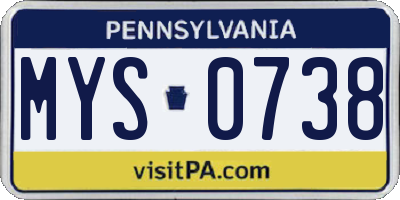 PA license plate MYS0738