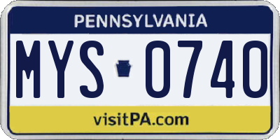 PA license plate MYS0740