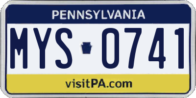 PA license plate MYS0741