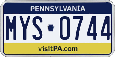 PA license plate MYS0744