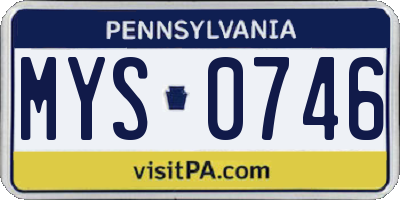 PA license plate MYS0746