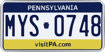 PA license plate MYS0748