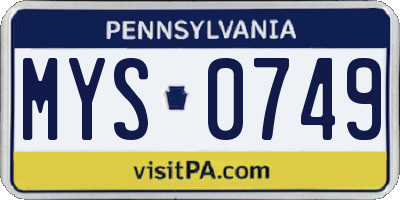 PA license plate MYS0749