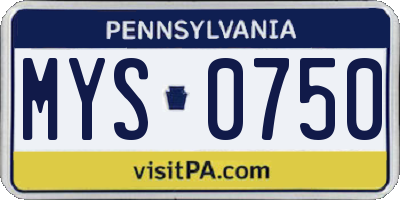 PA license plate MYS0750