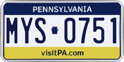 PA license plate MYS0751