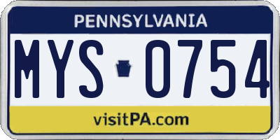 PA license plate MYS0754