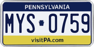 PA license plate MYS0759