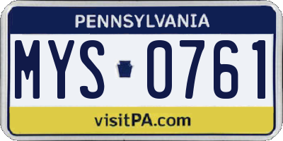 PA license plate MYS0761