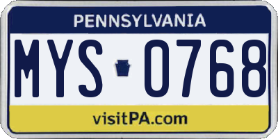 PA license plate MYS0768