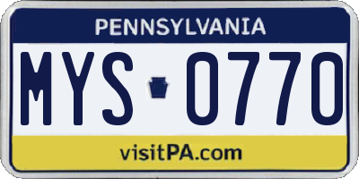 PA license plate MYS0770